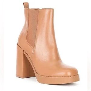 Gianni Bini Tan Brown Faux Leather Chelsea Boots